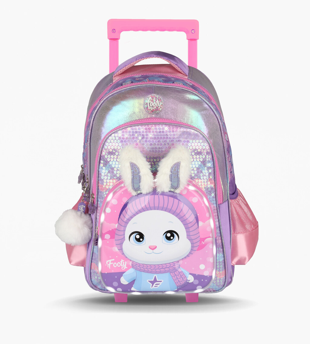 MOCHILA CARRO 18 BUNNY LILA CON LUZ LED