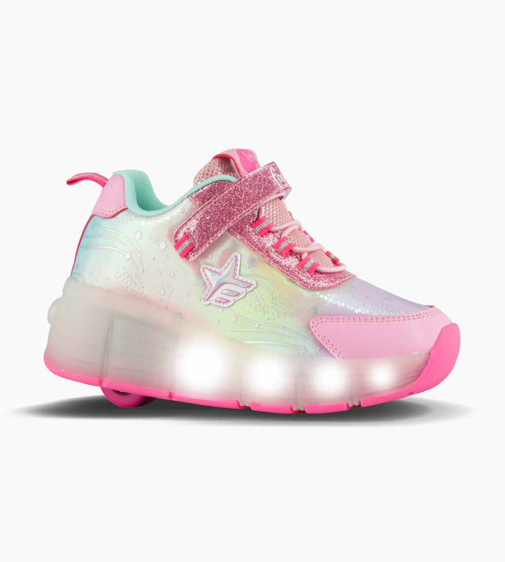ZAPATILLAS ROLLER FOOTY TORNASOL ROSA CON LUCES LED RECARGABLE