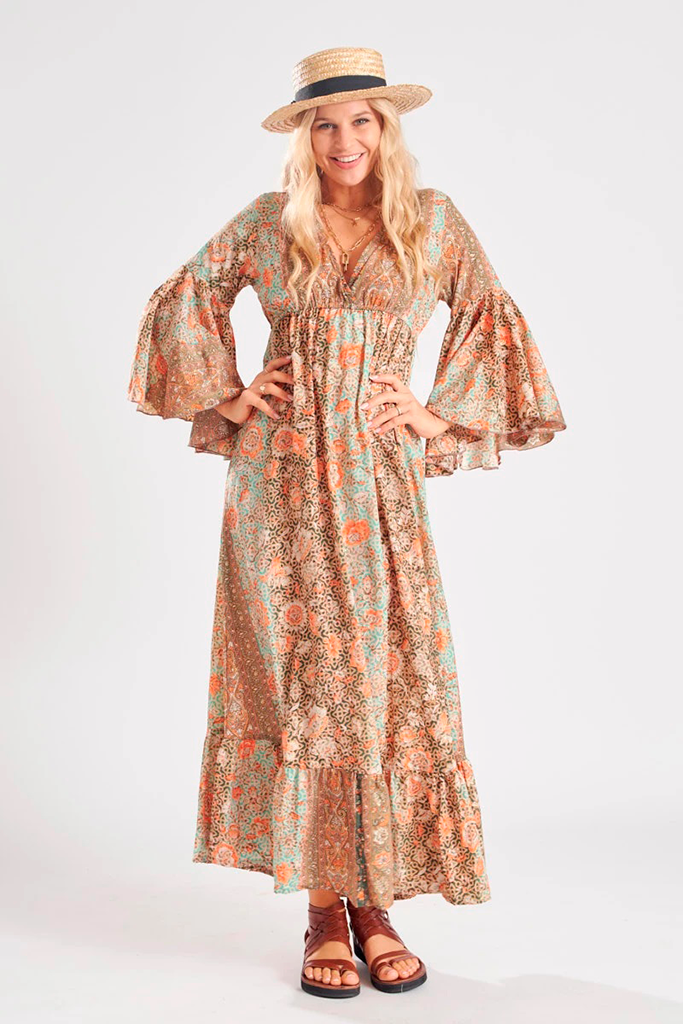 Vestido color durazno largo best sale