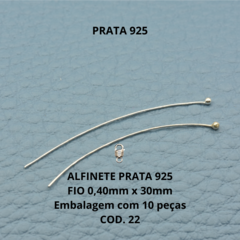 Alfinete Prata 925 Fio 0,40mm x 30mm - Embalagem 10 Peças-005