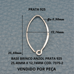 Base Brinco Gancho 25,40mmx12,74mm Prata 925 Cód.7375-2