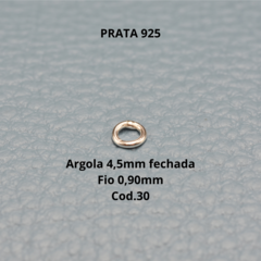 Argola Prata 925 4,5mm para Montagem Fechada Fio 0,90mm cód. 30