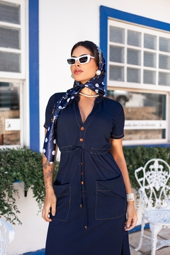 Vestido Midi Malha Denim na internet