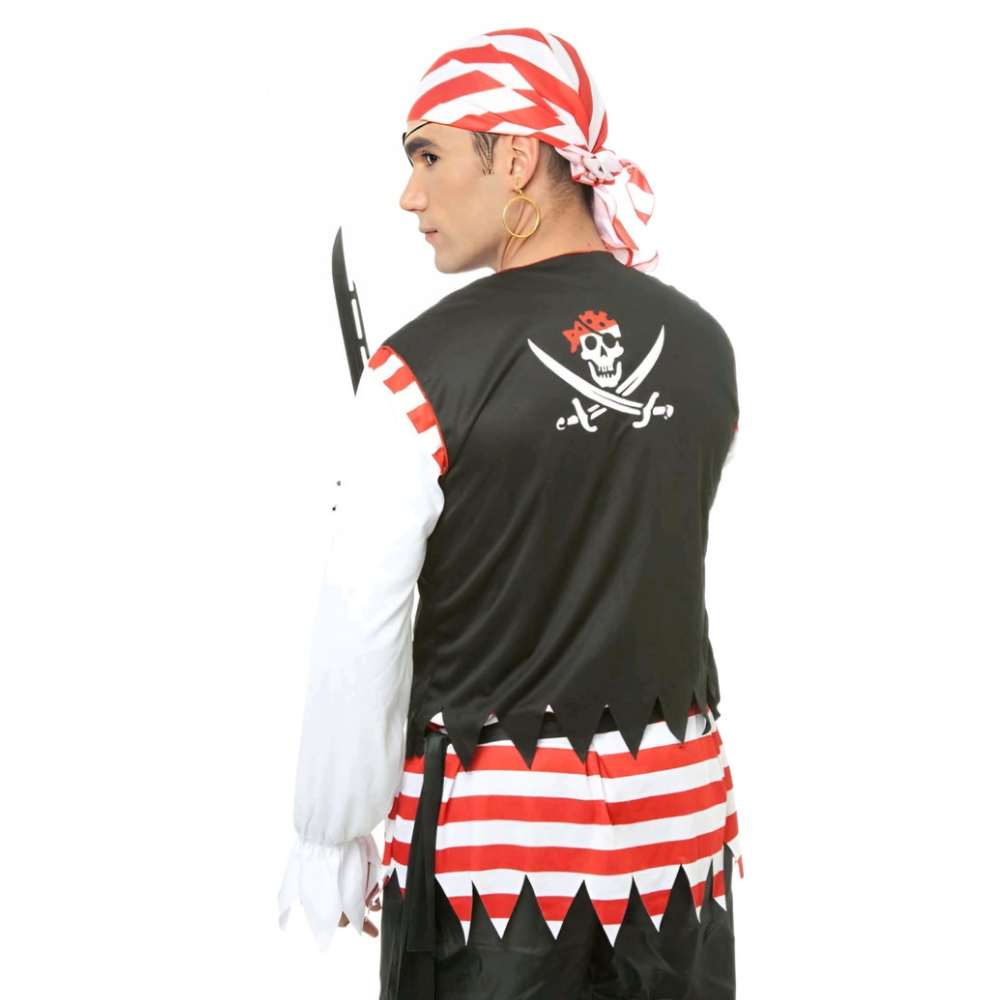 Fantasia Pirata Masculino Adulto Caribe Com Bandana 36 ao 50 (P 36-38)