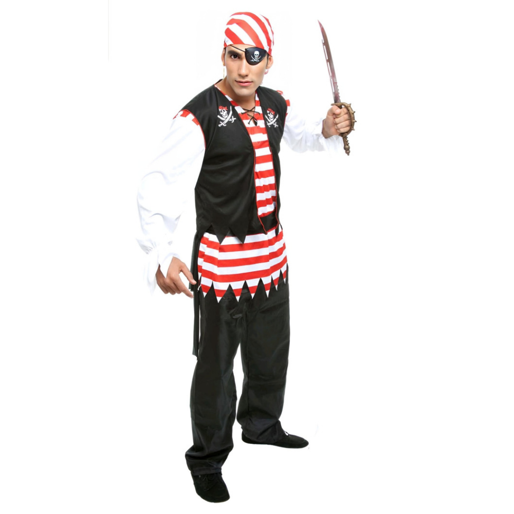 Fantasia Masculina Pirata do Caribe Festa Halloween Carnaval