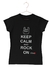 T-Shirt Feminina Keep Calm And Rock On Preta