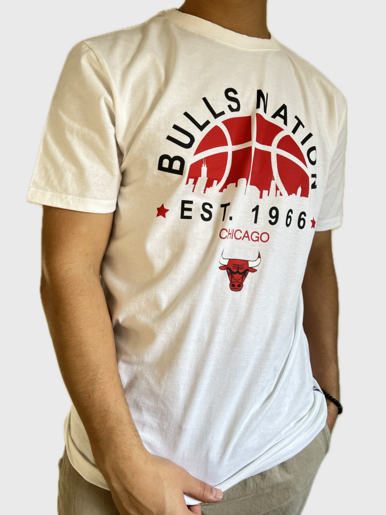 Camiseta NBA Regular Chicago Bulls City Nation Off White