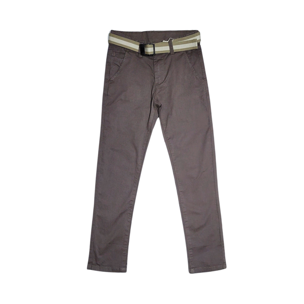 Pantalon cafe con cinturon de nino Bruval