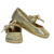 Zapatos dorados de brillo con broche de moño-Libélula