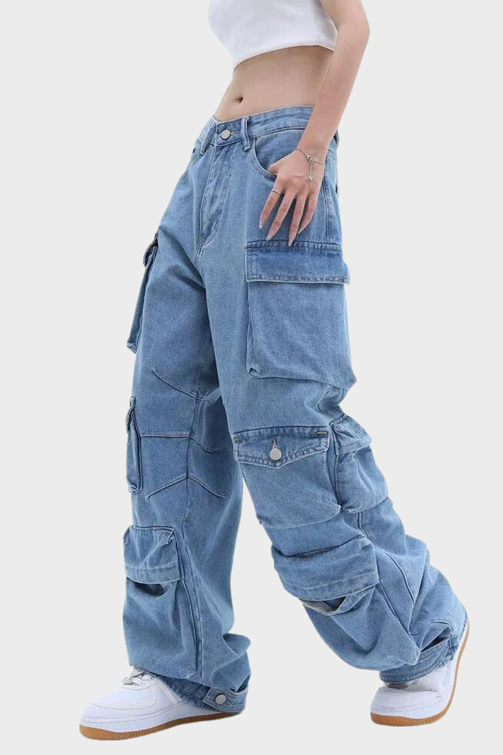 calça cargo jeans y2k