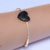 Pulseira Semijoia Bracelete Coração Zircônias Negras Dourado - comprar online