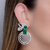 Brinco Semijoia Luxo Redondo Fios Cravejados Verde Esmeralda Ródio Branco - comprar online