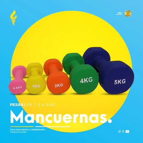 Pesa de mano de 2kg para fitness, 2 unidades