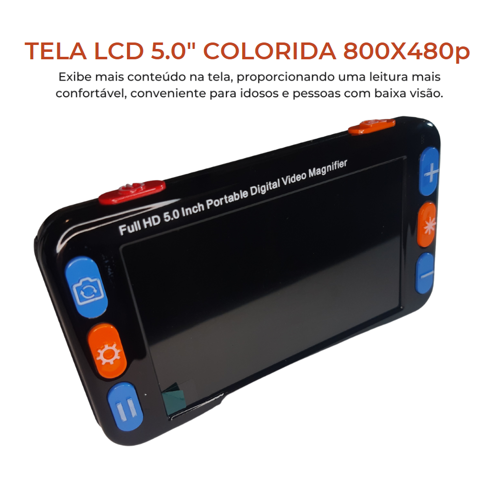 Lupa Eletrônica Portátil Tela LCD 5,0" HD Colorida LUPA5BR