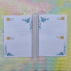 [ESPIRAL] [A5] KIT de Miolo + Arame - Agenda Azul Floral Datada 2DPP - 100 folhas (35 furos) [E023] na internet