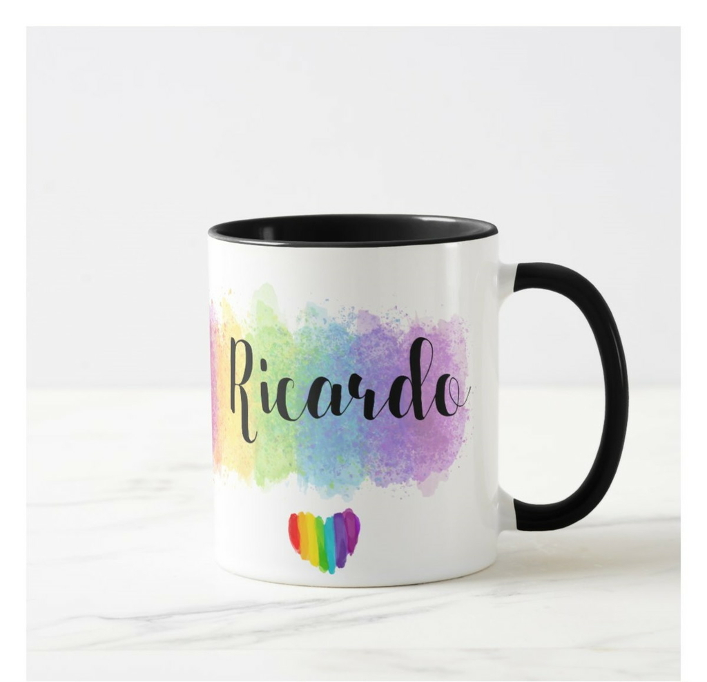 Caneca Preta Personalizada - LGBT com Nome do Casal