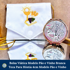 Bolsa Viático Sanguíneo Corporal Ministro Eucaristia e Teca para Hóstia 4cm modelo Pão e Uva na internet