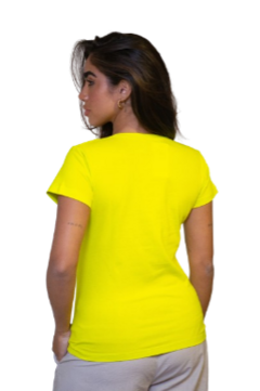 Camisa Feminina Marcha Amarela Com Escrito em Preto na internet