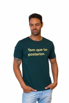 Camisa Masculina Tem Que Ter Posterior Verde Musgo na internet