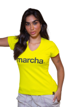 Camisa Feminina Marcha Amarela Com Escrito em Preto - comprar online