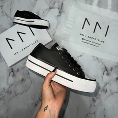Converse cuero plataforma negras cheap