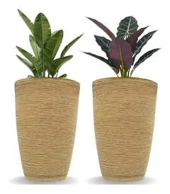 2 Vasos Grande Para Plantas Cone Grafiato Luxo Escovado Jardim