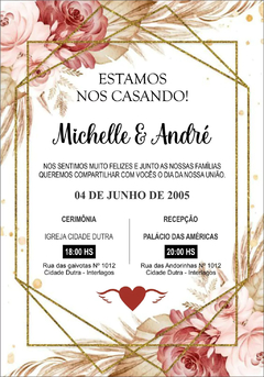 Imagem do 50 Convites De Casamento com aplicação HOT STAMPING + Envelope, Cordão E Tags