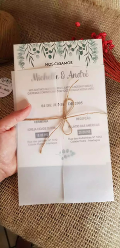 50 Convites De Casamento com aplicação HOT STAMPING + Envelope, Cordão E Tags na internet