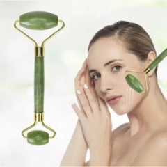 Masajeador Piedra Jade Real Doble Rodillos Facial Corporal