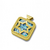 Pingente estrela de David em ouro 14K com vidro romano em moldura decorativa quadrada