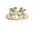 Kit com seis taças de kidush pequenas com bandeja circular correspondente - decoração diamante e detalhes dourado