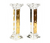 Castiçais de cristal com placas decorativas de ouro nas laterais