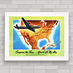 QUADRO RETRÔ AMERICAN AIRLINES MAPS 1954 na internet