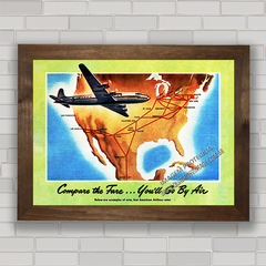 QUADRO RETRÔ AMERICAN AIRLINES MAPS 1954