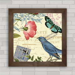 QUADRO DECORATIVO ANIMAIS 141 - PÁSSARO E FLOR na internet