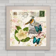 QUADRO DECORATIVO ANIMAIS 142 - PÁSSARO E FLOR