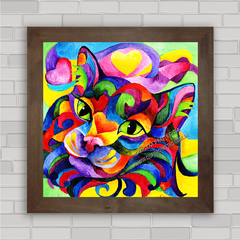 QUADRO DECORATIVO ANIMAIS 188 - GATO COLORIDO na internet