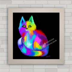 QUADRO DECORATIVO ANIMAIS 190 - GATO COLORIDO - comprar online