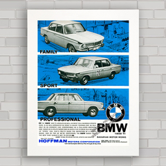 QUADRO DECORATIVO CARRO ANTIGO BMW 1800 TI 1965 - comprar online