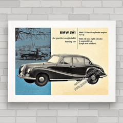 QUADRO DECORATIVO CARRO ANTIGO BMW 501 1957 - comprar online