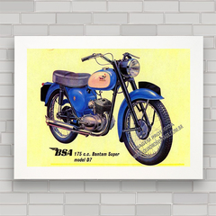 QUADRO DECORATIVO MOTO ANTIGA BSA D7 - comprar online