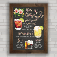 QUADRO DECORATIVO CHALKBOARD 33 - BAR DRINK MENU na internet