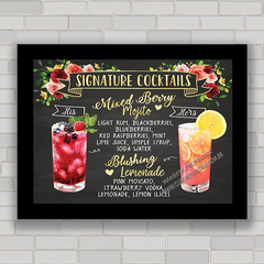 QUADRO DECORATIVO CHALKBOARD 44 - COCKTAILS PARA BAR