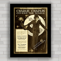 QUADRO RETRÔ CHARLIE CHAPLIN COVERS THE WORLD - comprar online