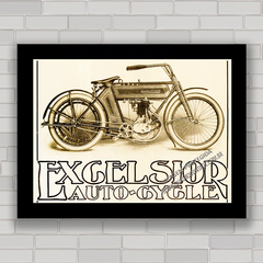 QUADRO DECORATIVO MOTO EXCELSIOR AUTO CYCLE 1910 - comprar online