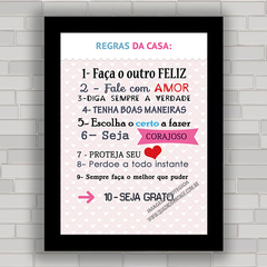 QUADRO DECORATIVO FRASES 10 - REGRAS DA CASA - comprar online