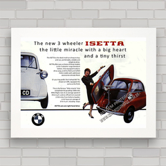 QUADRO DECORATIVO CARRO ANTIGO ISETTA BMW 1964 - comprar online