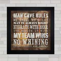 QUADRO DECORATIVO MAN CAVE RULES - comprar online