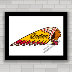 QUADRO DECORATIVO MOTOS 68 INDIAN LOGO