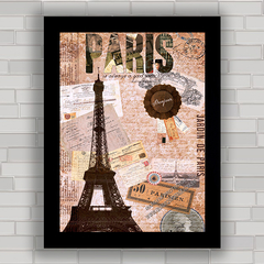 QUADRO VINTAGE PARIS EIFFEL ART COLLAGE